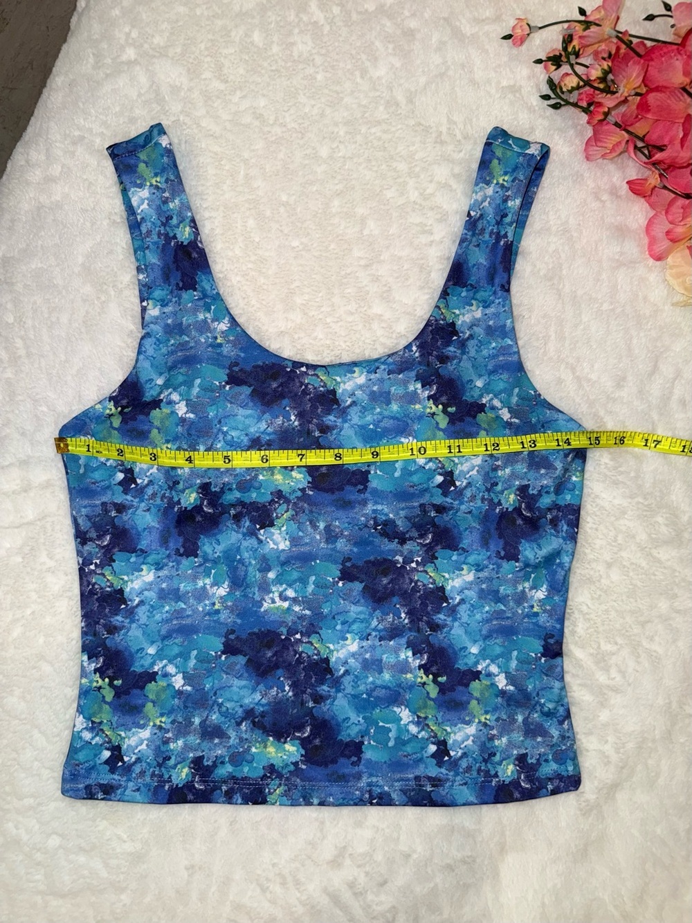 3 x 20$ Blue Abstract-Print Crop Tank Top Size S - Picture 2 of 5